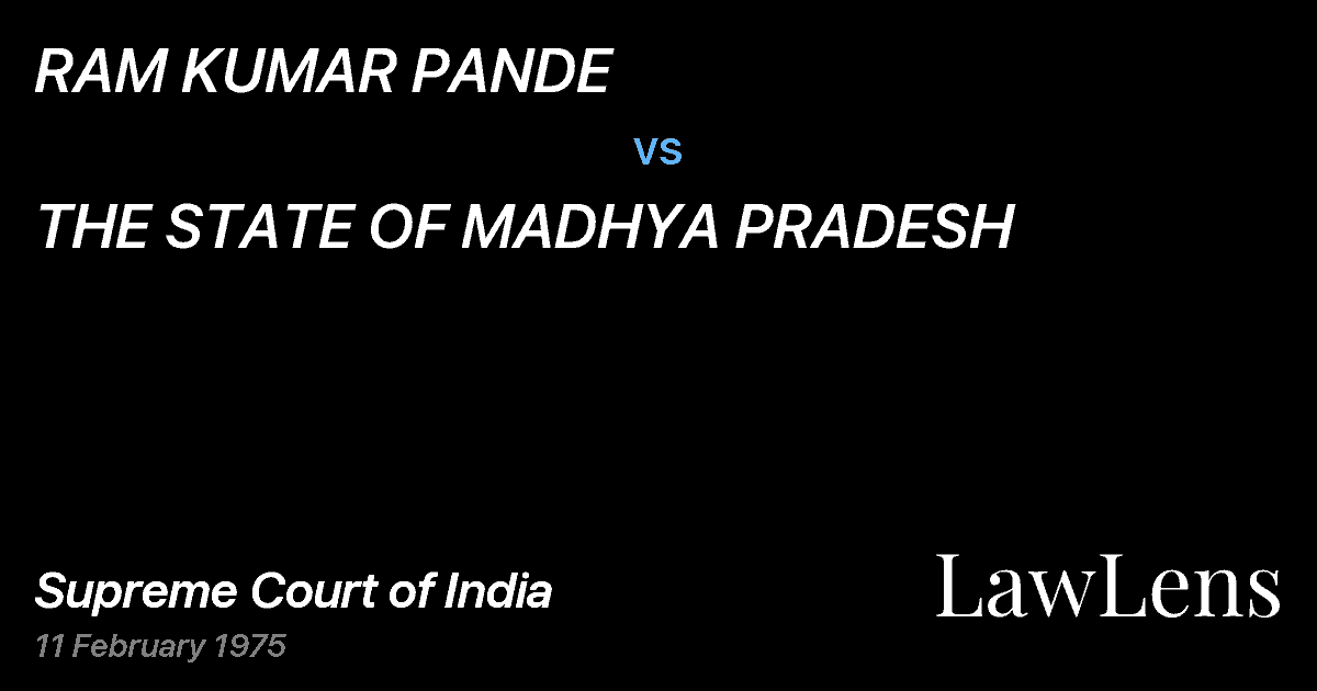 Preview image for RAM KUMAR PANDE vs. THE STATE OF MADHYA PRADESH