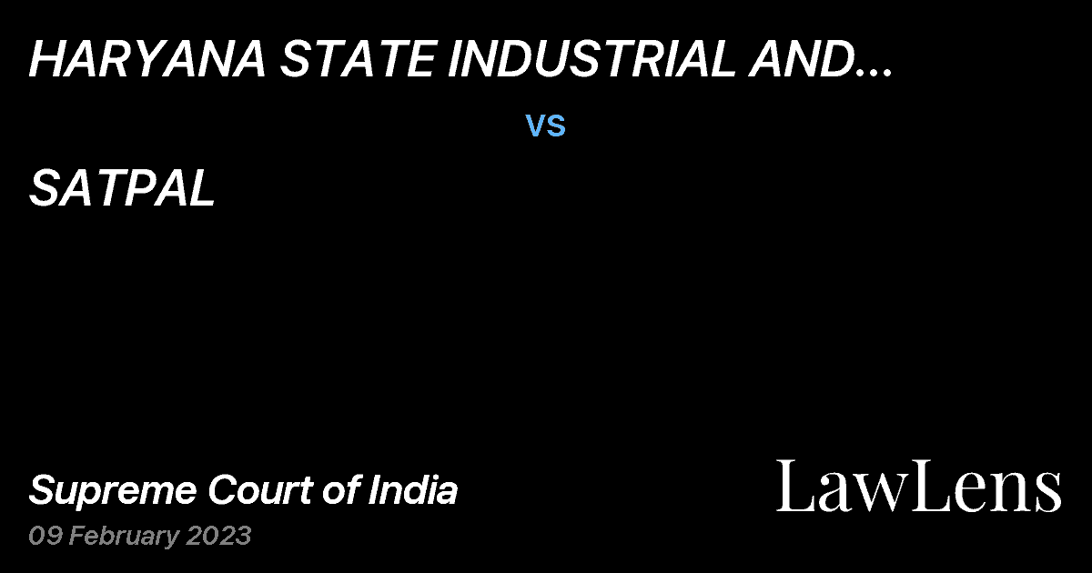 Preview image for HARYANA STATE INDUSTRIAL AND INFRASTRUCTURE DEVELOPMENT CORPORATION LTD. vs. SATPAL