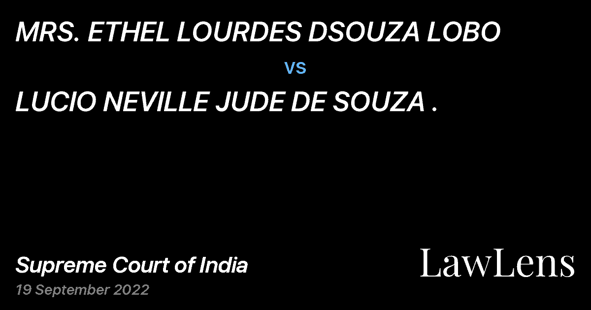 Preview image for MRS. ETHEL LOURDES DSOUZA LOBO vs. LUCIO NEVILLE JUDE DE SOUZA .