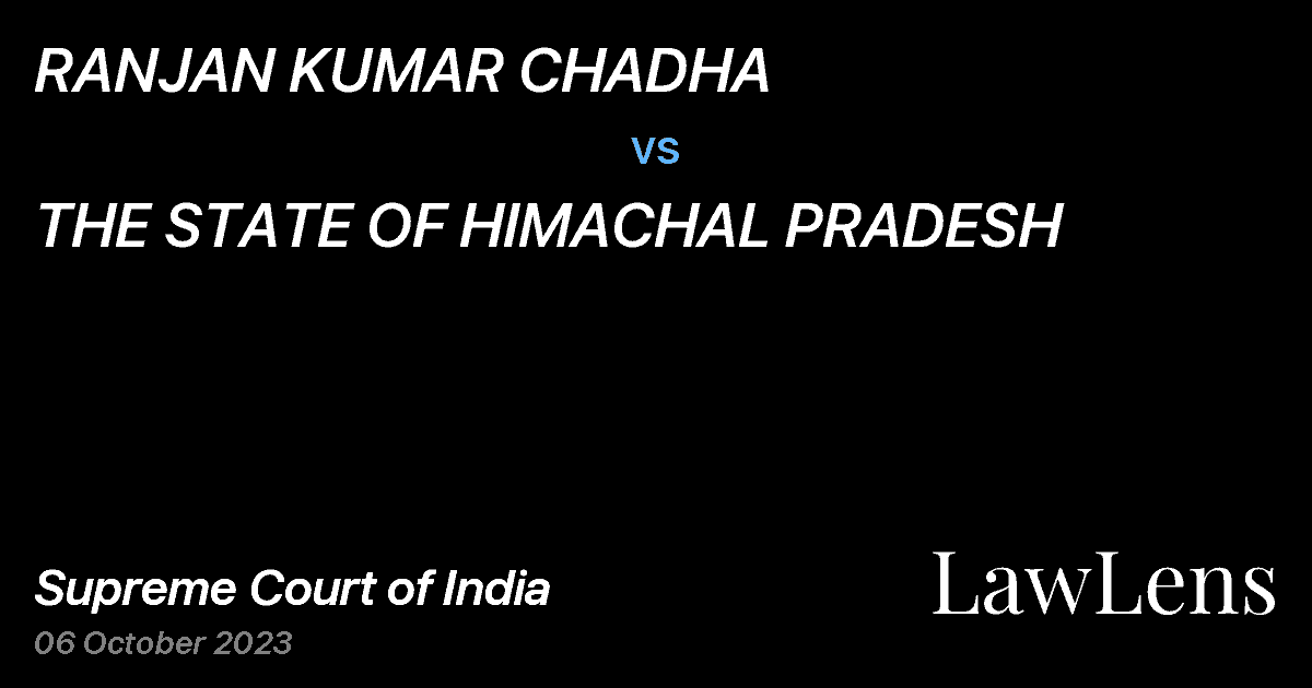 Preview image for RANJAN KUMAR CHADHA vs. THE STATE OF HIMACHAL PRADESH