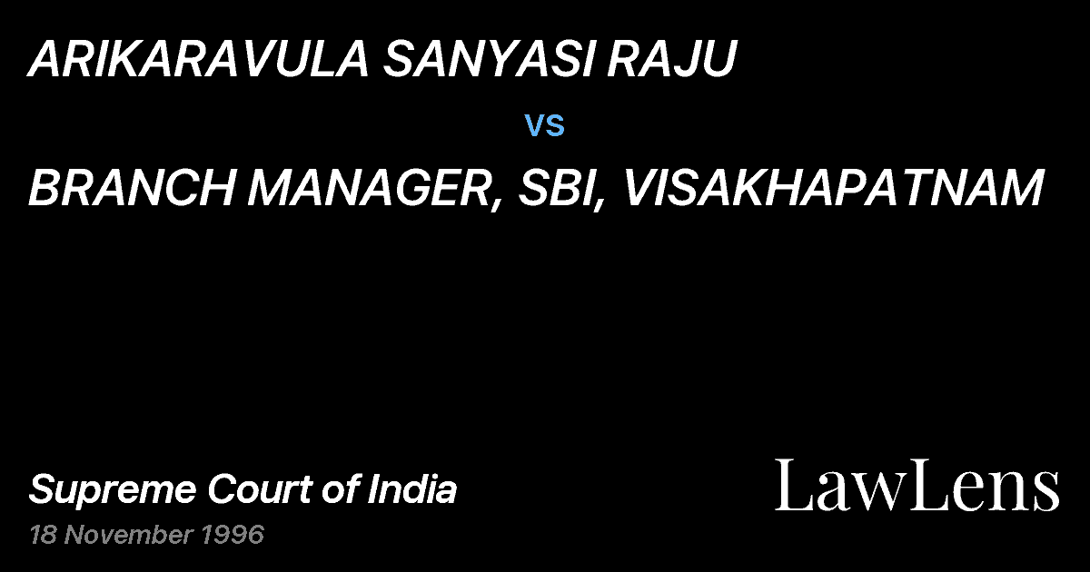 Preview image for ARIKARAVULA SANYASI RAJU vs. BRANCH MANAGER, SBI, VISAKHAPATNAM