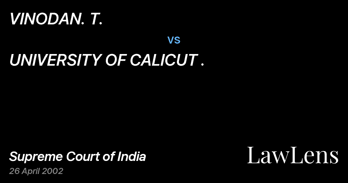Preview image for VINODAN. T. vs. UNIVERSITY OF CALICUT .