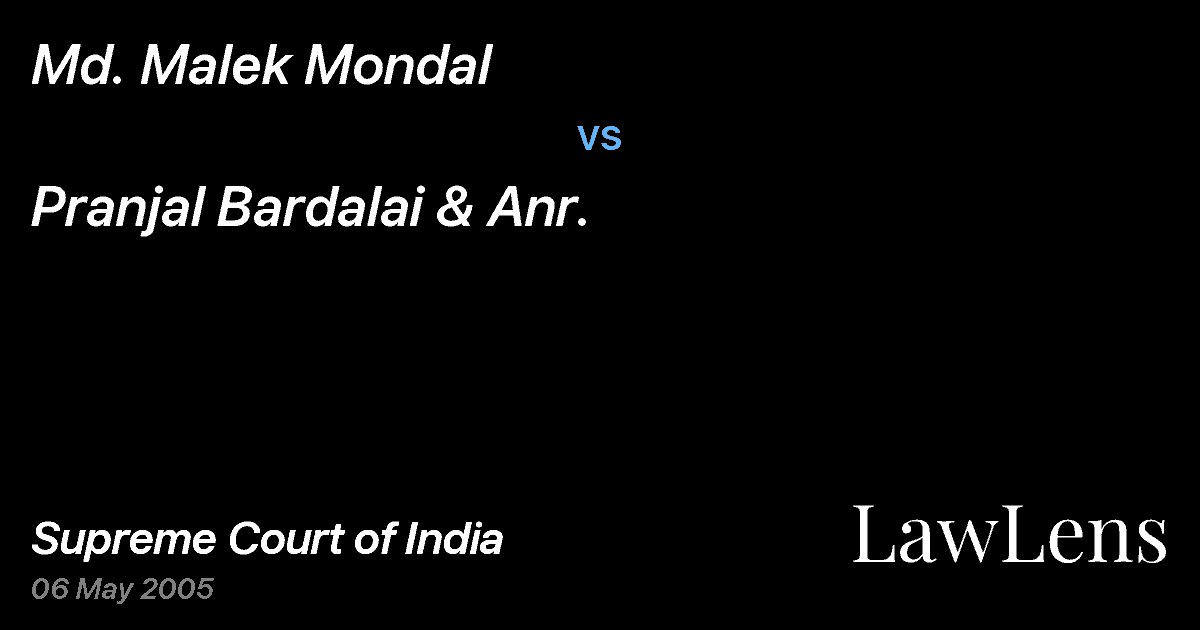 Preview image for Md. Malek Mondal vs. Pranjal Bardalai & Anr.