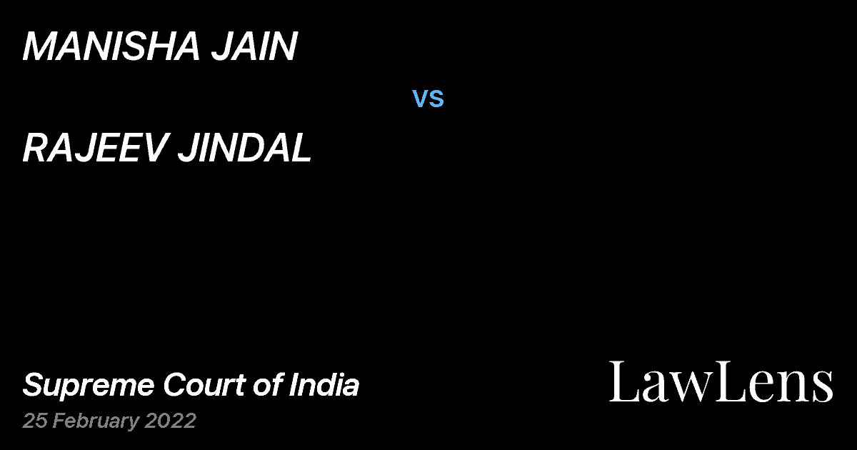 Preview image for MANISHA JAIN vs. RAJEEV JINDAL