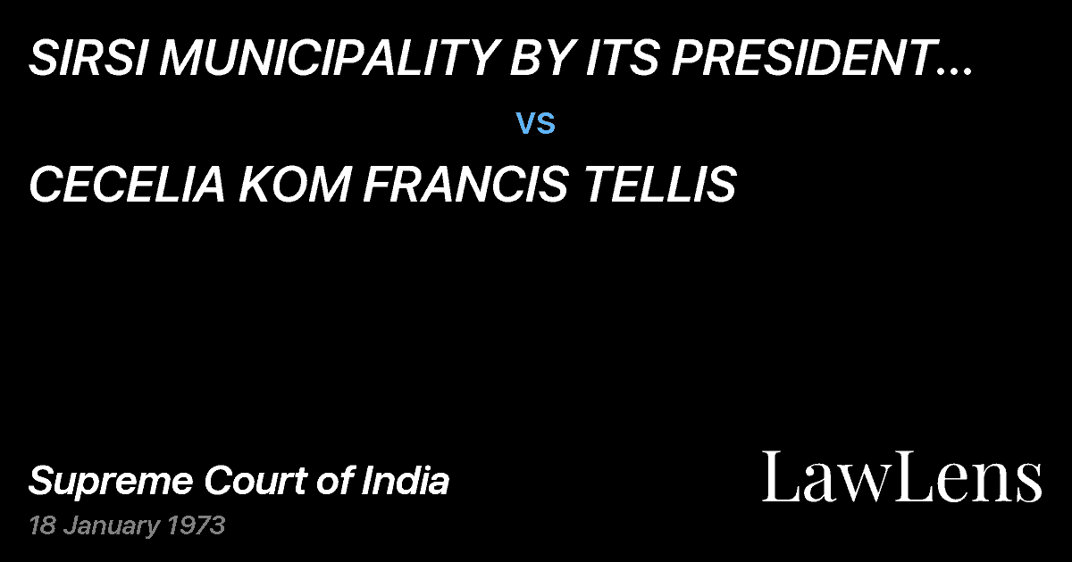 Preview image for SIRSI MUNICIPALITY BY ITS PRESIDENT SIRSI vs. CECELIA KOM FRANCIS TELLIS