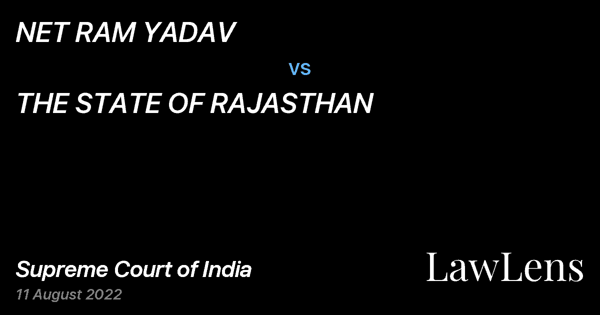 Preview image for NET RAM YADAV vs. THE STATE OF RAJASTHAN