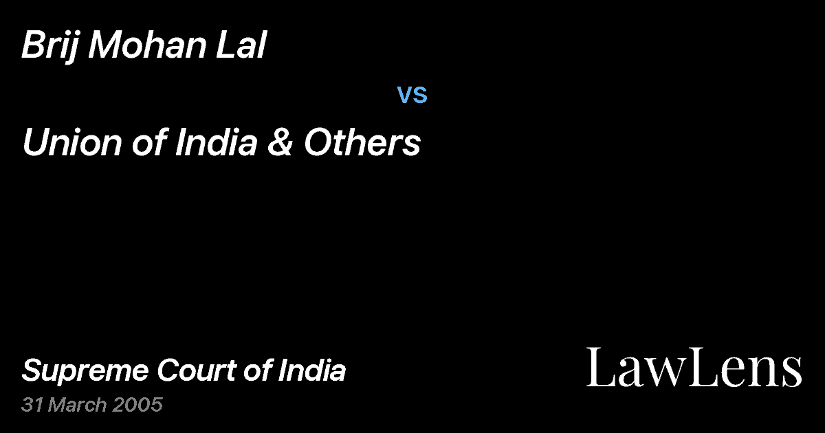 Preview image for Brij Mohan Lal vs. Union of India & Others