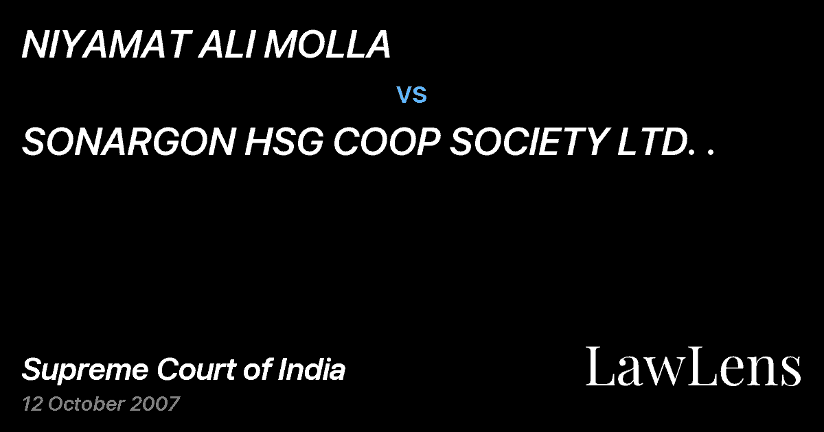 Preview image for NIYAMAT ALI MOLLA vs. SONARGON HSG COOP SOCIETY LTD. .