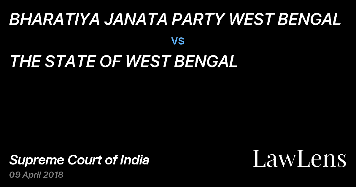 Preview image for BHARATIYA JANATA PARTY WEST BENGAL vs. THE STATE OF WEST BENGAL