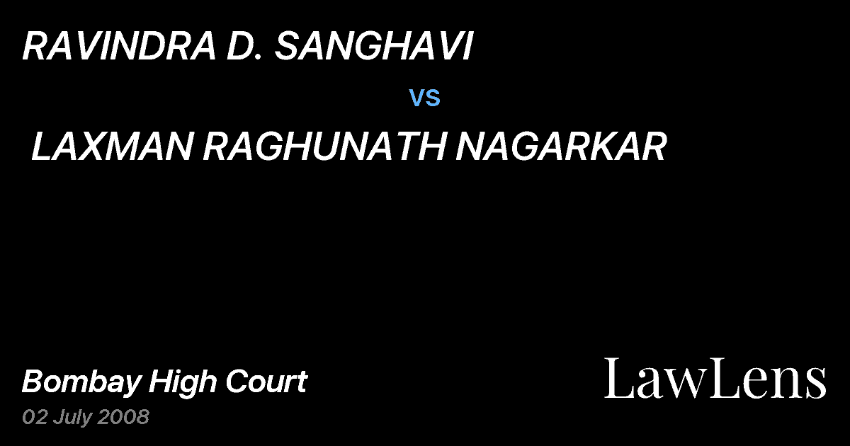 Preview image for RAVINDRA D. SANGHAVI vs. LAXMAN RAGHUNATH NAGARKAR