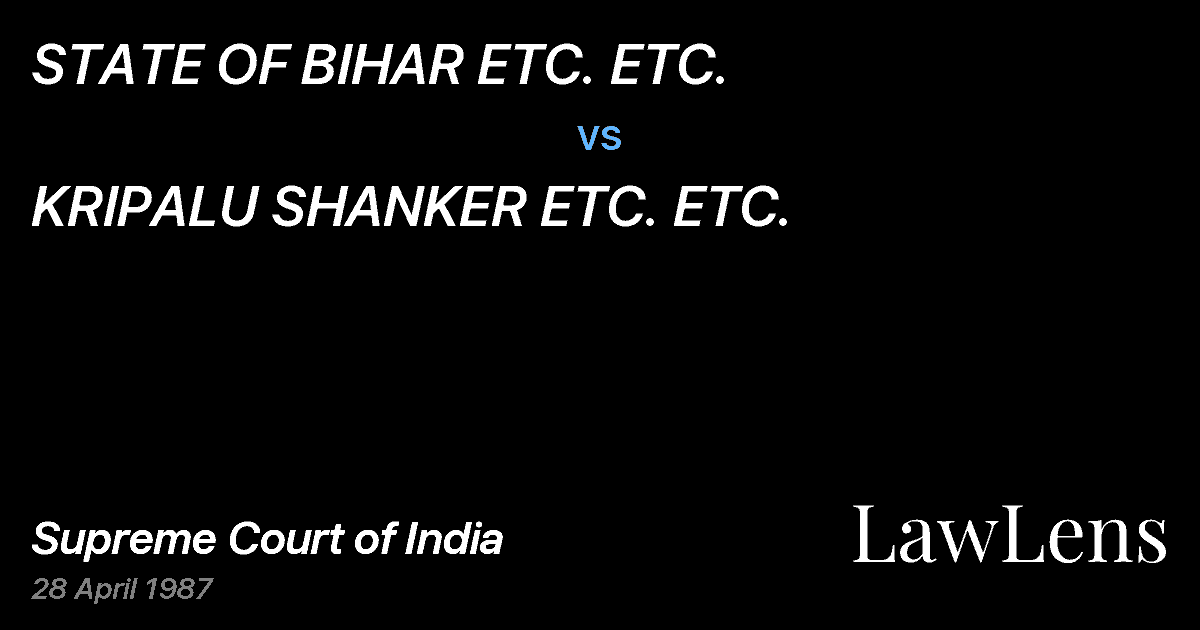 Preview image for STATE OF BIHAR ETC. ETC. vs. KRIPALU SHANKER ETC. ETC.