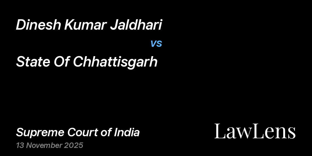 Preview image for Dinesh Kumar Jaldhari vs. State Of Chhattisgarh