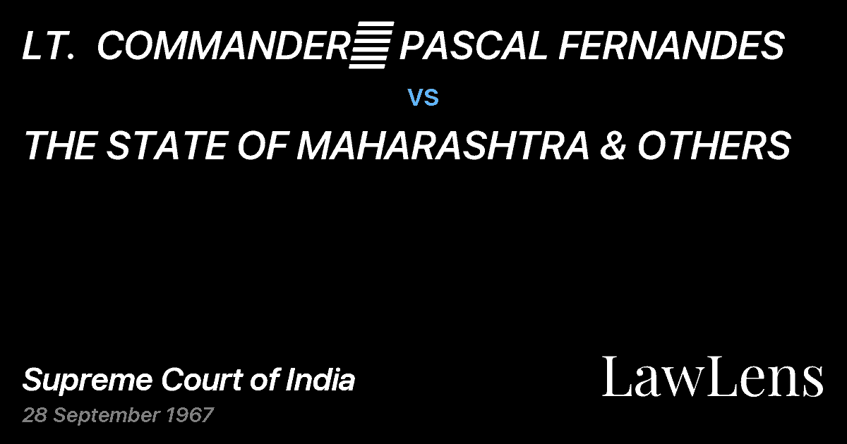 Preview image for LT.  COMMANDER	 PASCAL FERNANDES vs. THE STATE OF MAHARASHTRA & OTHERS