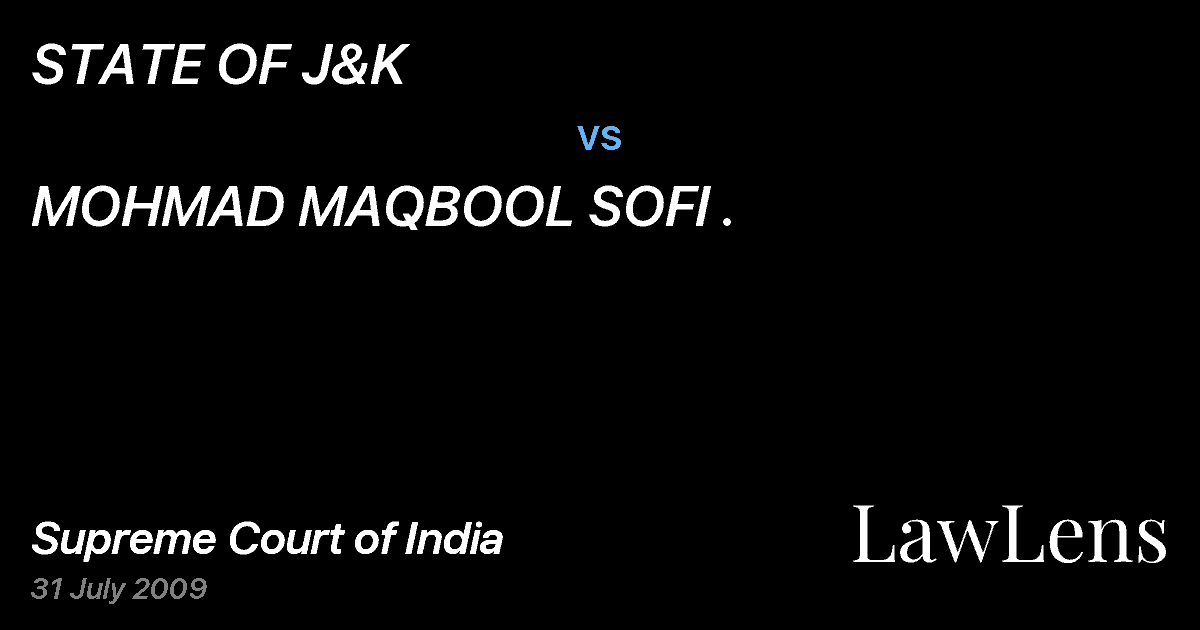 Preview image for STATE OF J&K vs. MOHMAD MAQBOOL SOFI .