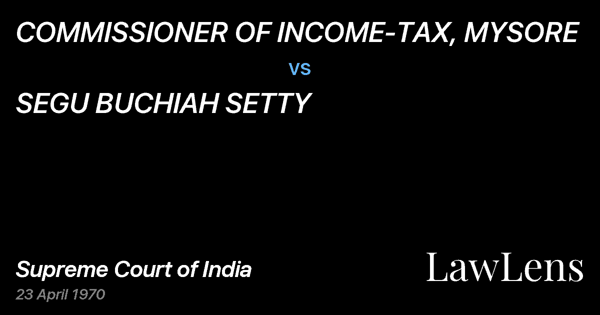 Preview image for COMMISSIONER OF INCOME-TAX, MYSORE vs. SEGU BUCHIAH SETTY