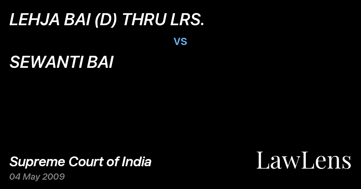 Preview image for LEHJA BAI (D) THRU LRS. vs. SEWANTI BAI