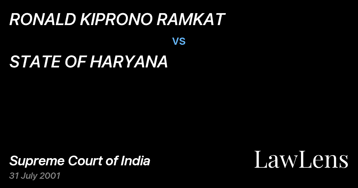 Preview image for RONALD KIPRONO RAMKAT vs. STATE OF HARYANA