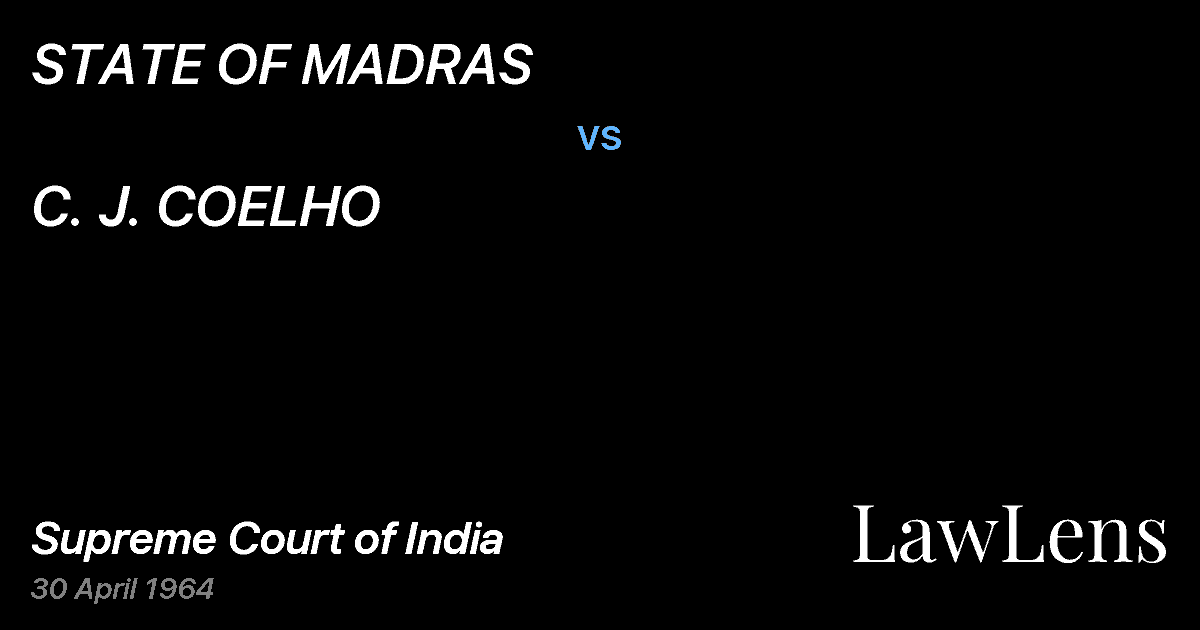 Preview image for STATE OF MADRAS vs. C. J. COELHO
