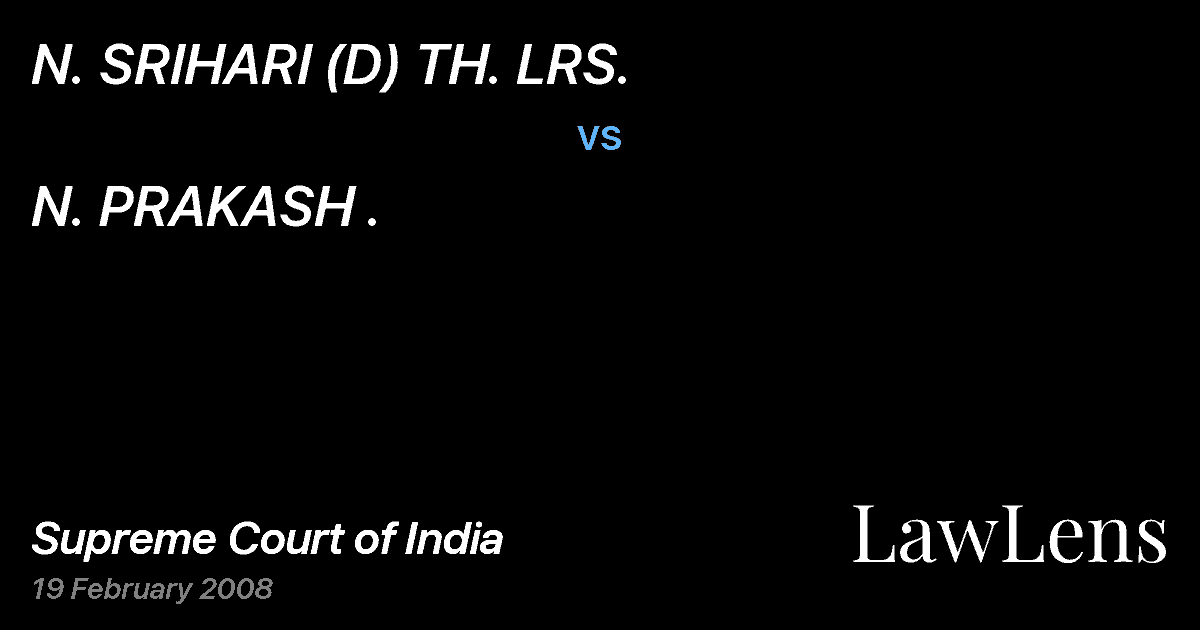 Preview image for N. SRIHARI (D) TH. LRS. vs. N. PRAKASH .