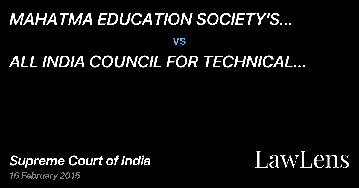 Preview image for MAHATMA EDUCATION SOCIETY'S PILLAI'S INSTITUTE  OF INFORMATION TECHNOLOGY, ENGINEERING , MEDIA STUDI vs. ALL INDIA COUNCIL FOR TECHNICAL EDUCATION .