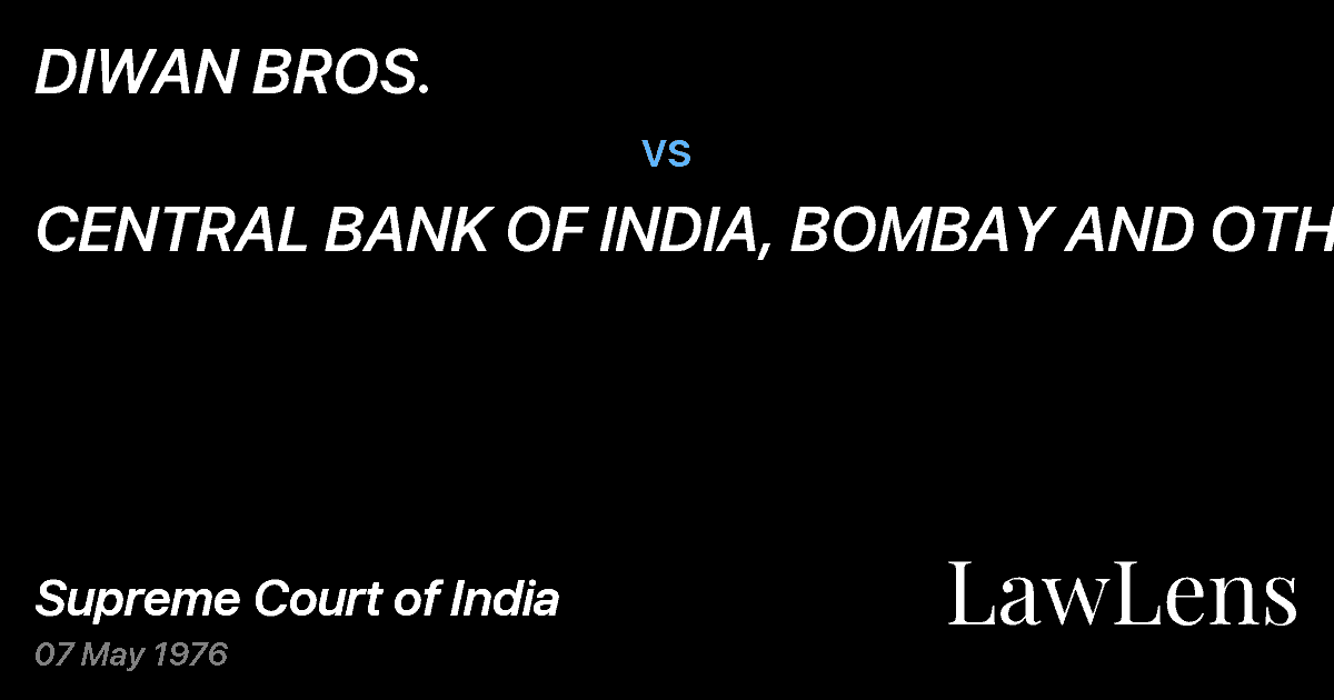 Preview image for DIWAN BROS. vs. CENTRAL BANK OF INDIA, BOMBAY AND OTHERS