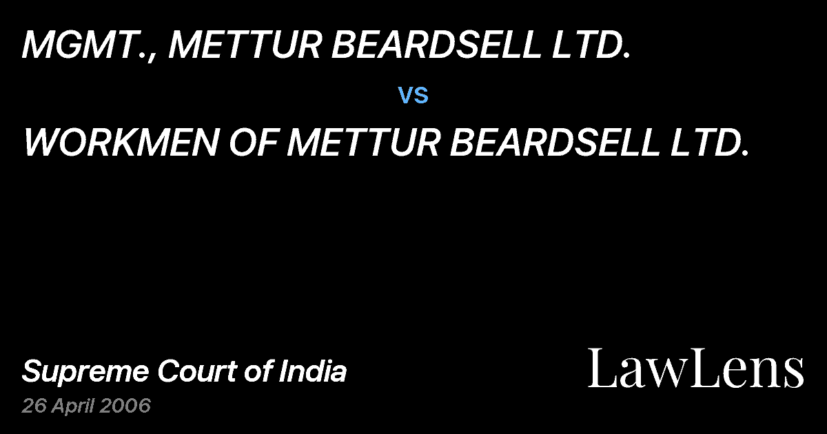 Preview image for MGMT., METTUR BEARDSELL LTD. vs. WORKMEN OF METTUR BEARDSELL LTD.