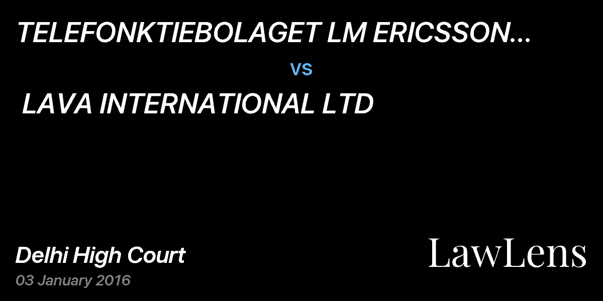 Preview image for TELEFONKTIEBOLAGET LM ERICSSON (PUBL) vs. LAVA INTERNATIONAL LTD