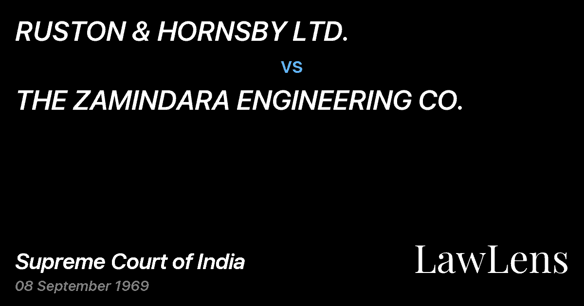 Preview image for RUSTON & HORNSBY LTD. vs. THE ZAMINDARA ENGINEERING CO.