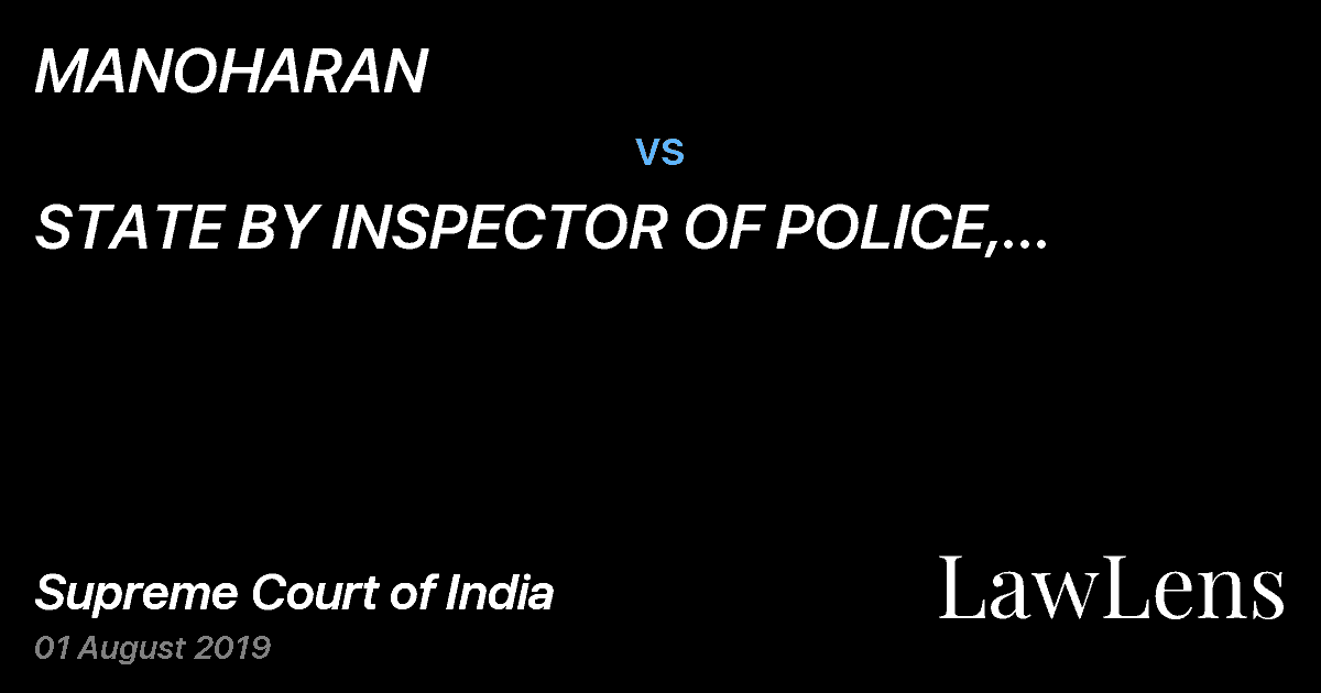 Preview image for MANOHARAN vs. STATE BY INSPECTOR OF POLICE, VARIETY HALL POLICE STATION, COIMBATORE