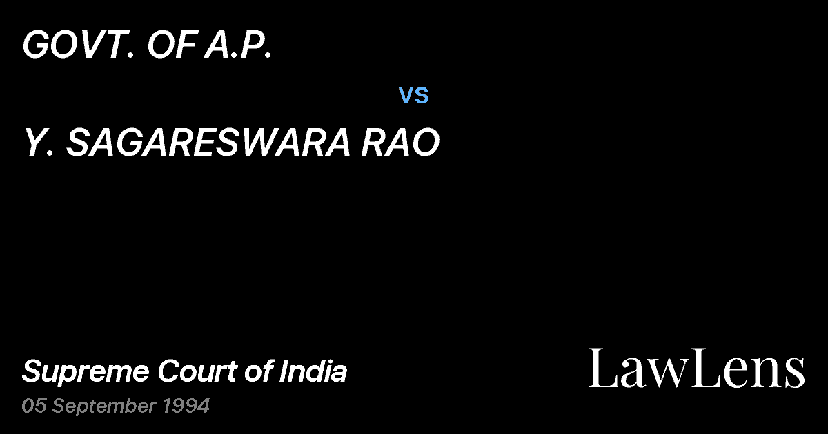 Preview image for GOVT. OF A.P. vs. Y. SAGARESWARA RAO