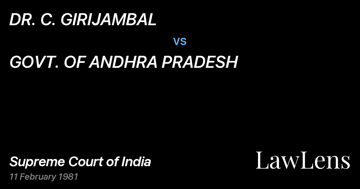 Preview image for DR. C. GIRIJAMBAL vs. GOVT. OF ANDHRA PRADESH