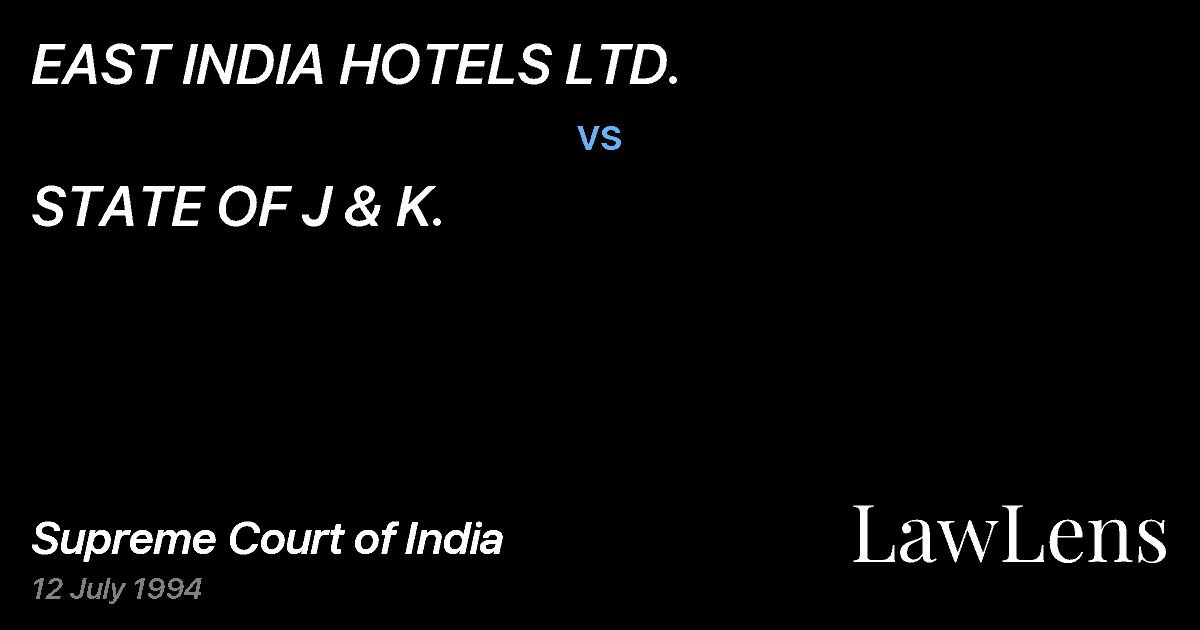 Preview image for EAST INDIA HOTELS LTD. vs. STATE OF J & K.