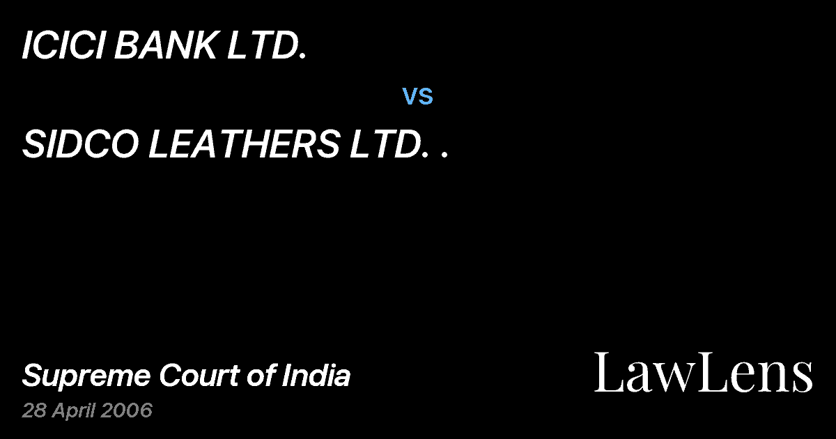 Preview image for ICICI BANK LTD. vs. SIDCO LEATHERS LTD. .