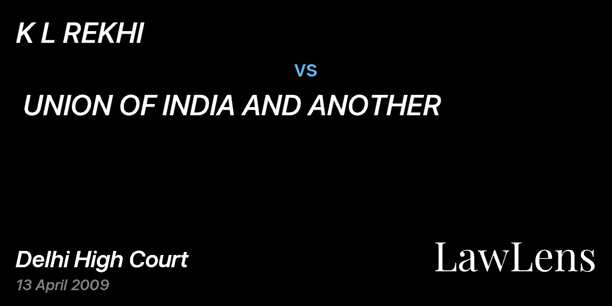 Preview image for K L REKHI vs. UNION OF INDIA AND ANOTHER