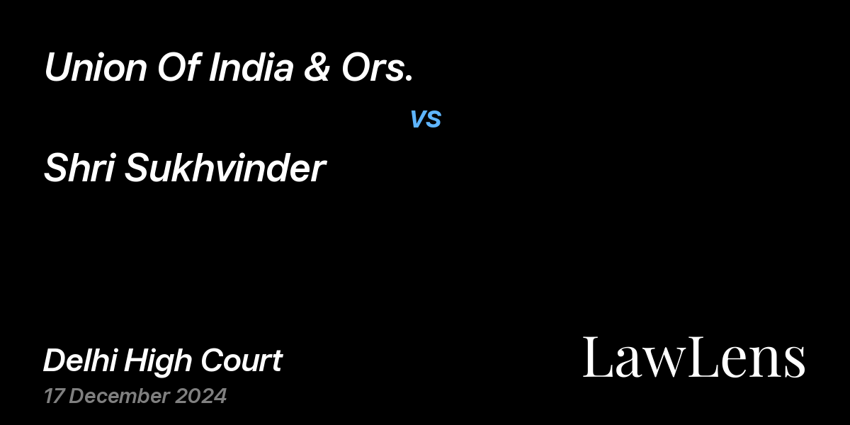 Preview image for Union Of India & Ors. vs. Shri Sukhvinder