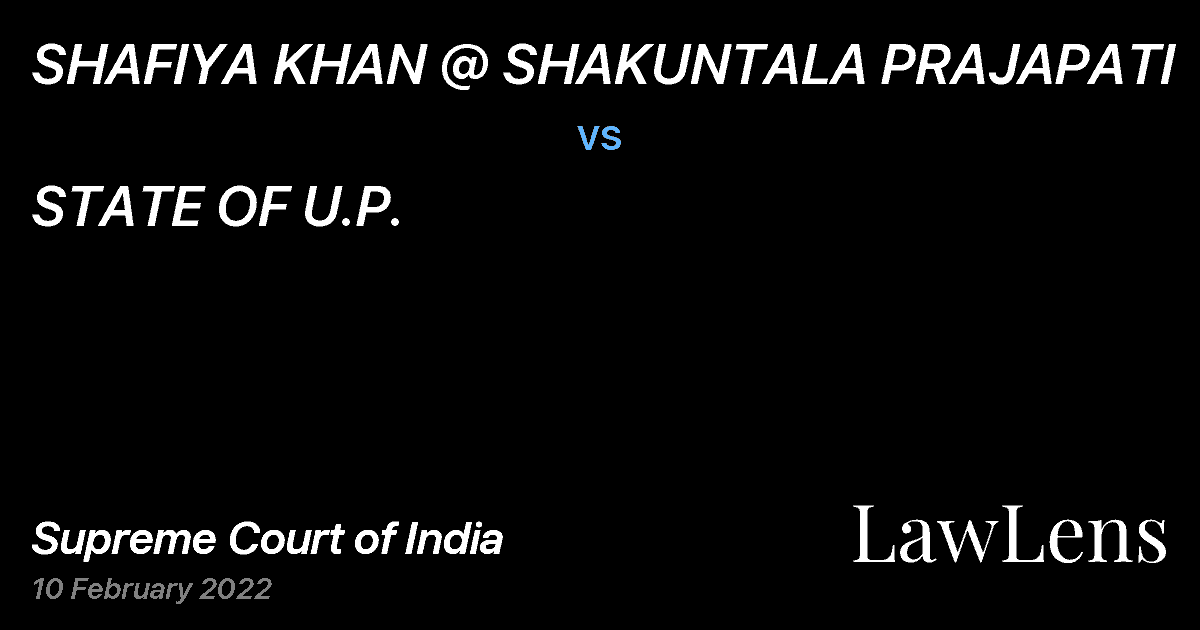 Preview image for SHAFIYA KHAN @ SHAKUNTALA PRAJAPATI vs. STATE OF U.P.