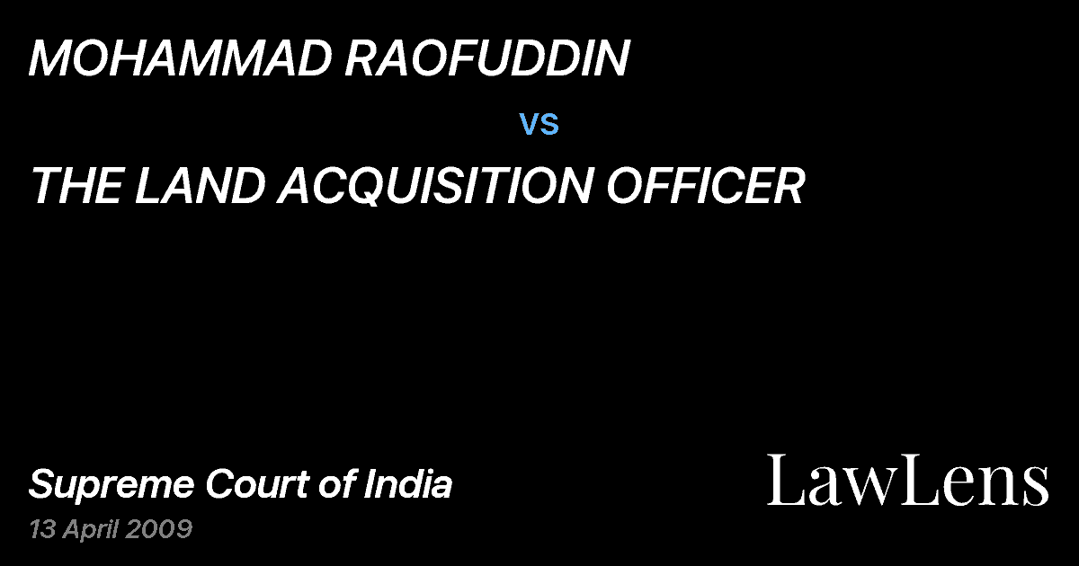 Preview image for MOHAMMAD RAOFUDDIN vs. THE LAND ACQUISITION OFFICER