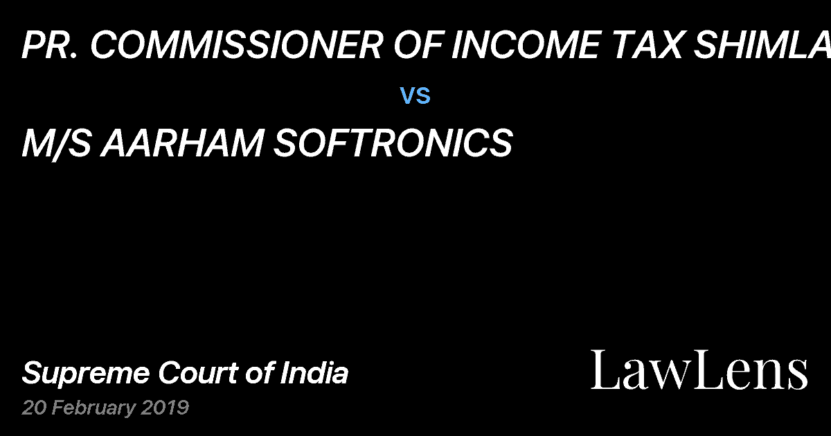 Preview image for PR. COMMISSIONER OF INCOME TAX SHIMLA vs. M/S AARHAM SOFTRONICS