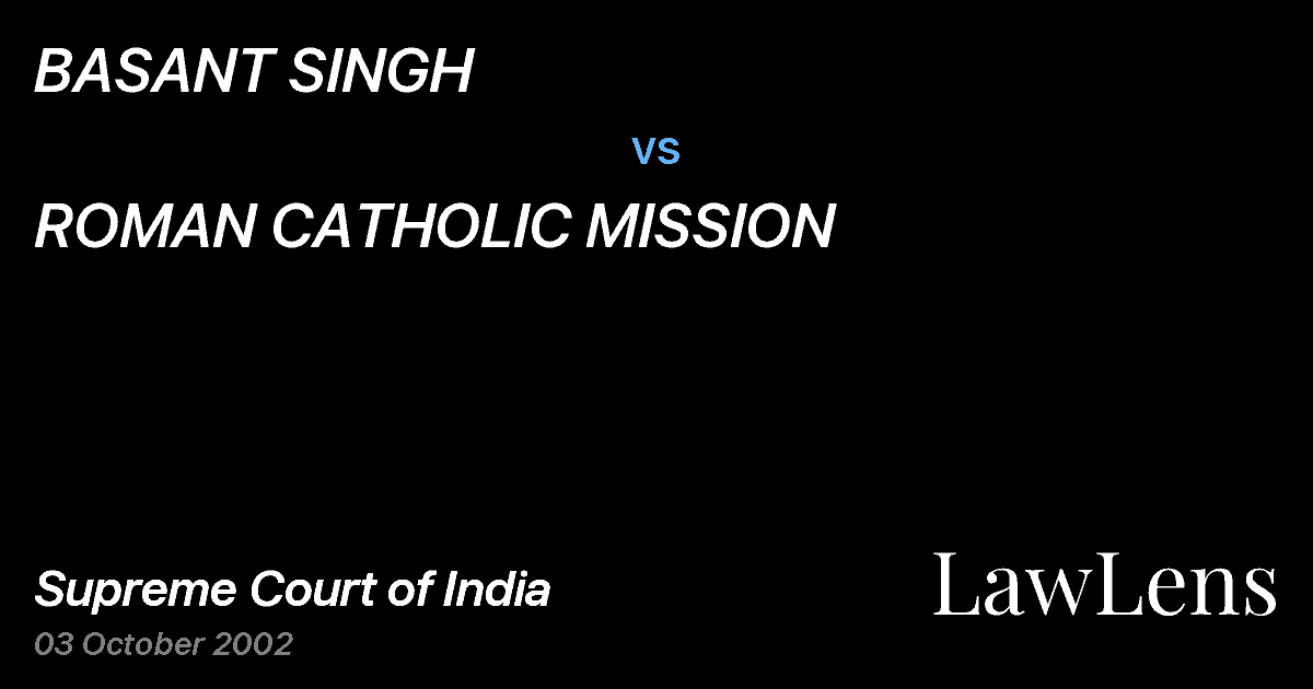 Preview image for BASANT SINGH vs. ROMAN CATHOLIC MISSION