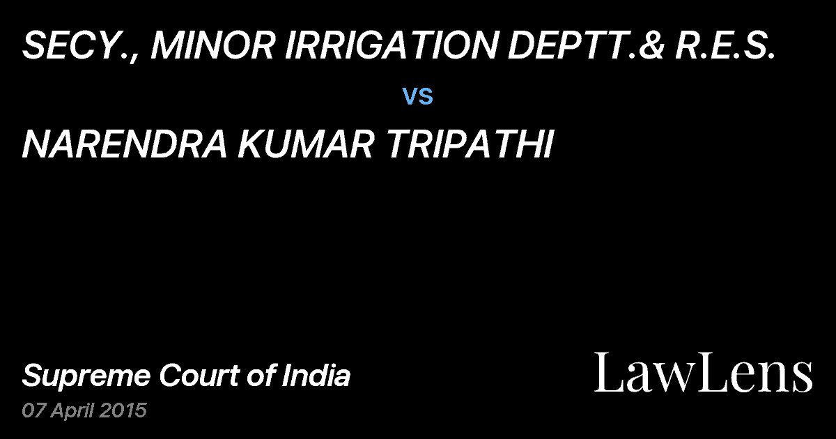 Preview image for SECY., MINOR IRRIGATION DEPTT.& R.E.S. vs. NARENDRA KUMAR TRIPATHI