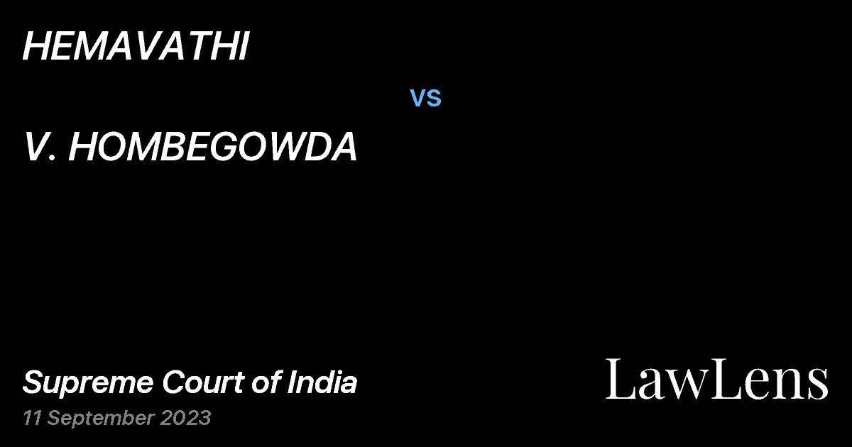 Preview image for HEMAVATHI vs. V. HOMBEGOWDA