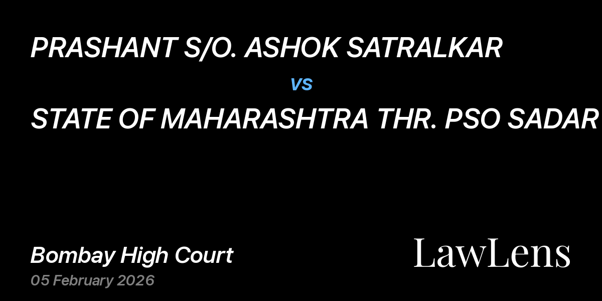 Preview image for PRASHANT S/O. ASHOK SATRALKAR vs. STATE OF MAHARASHTRA THR. PSO SADAR POLICE STATION NAGPUR