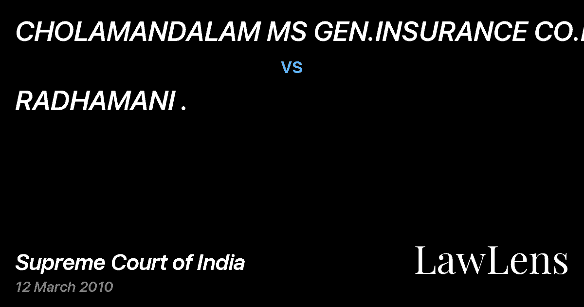 Preview image for CHOLAMANDALAM MS GEN.INSURANCE CO.LTD. vs. RADHAMANI .