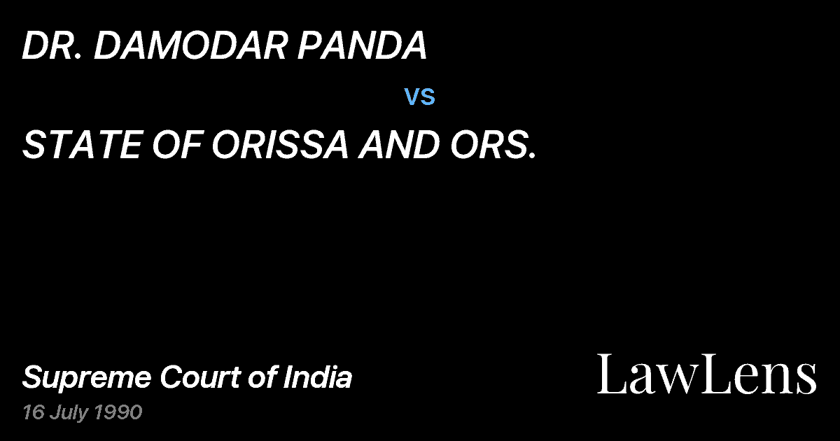 Preview image for DR. DAMODAR PANDA vs. STATE OF ORISSA AND ORS.