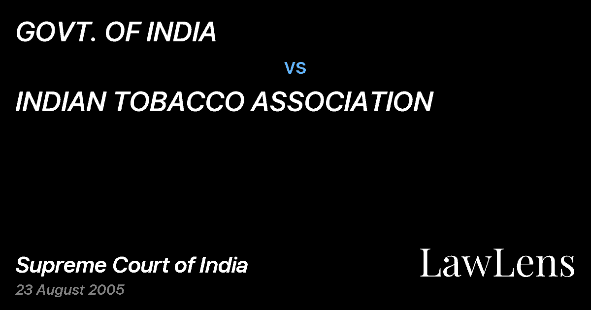 Preview image for GOVT. OF INDIA vs. INDIAN TOBACCO ASSOCIATION