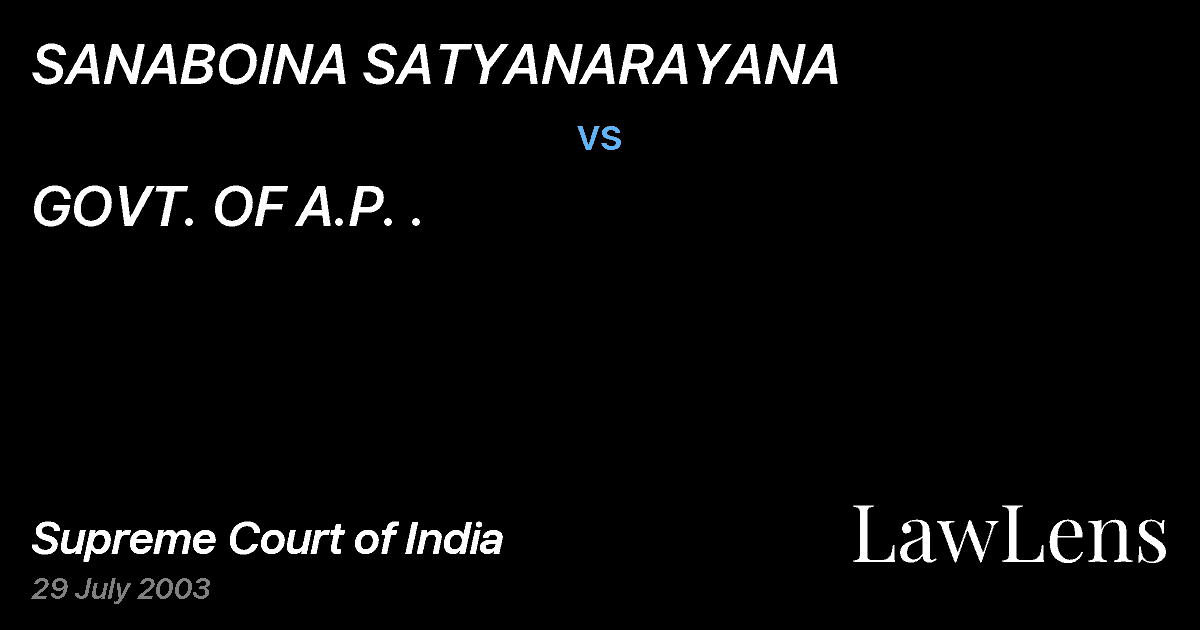 Preview image for SANABOINA SATYANARAYANA vs. GOVT. OF A.P. .