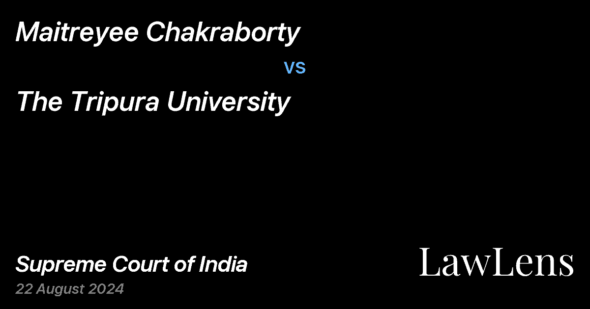 Preview image for Maitreyee Chakraborty vs. The Tripura University