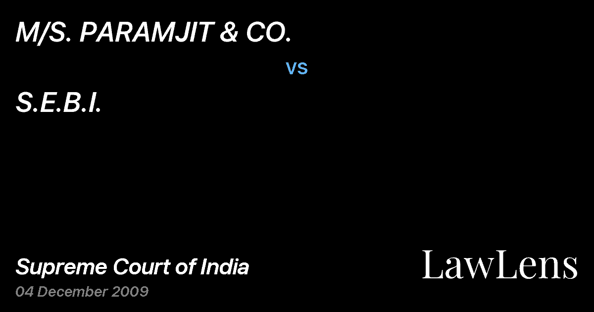 Preview image for M/S. PARAMJIT & CO. vs. S.E.B.I.