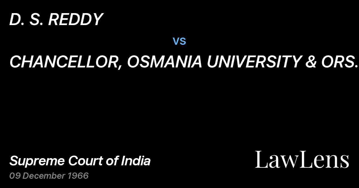 Preview image for D. S. REDDY vs. CHANCELLOR, OSMANIA UNIVERSITY & ORS.
