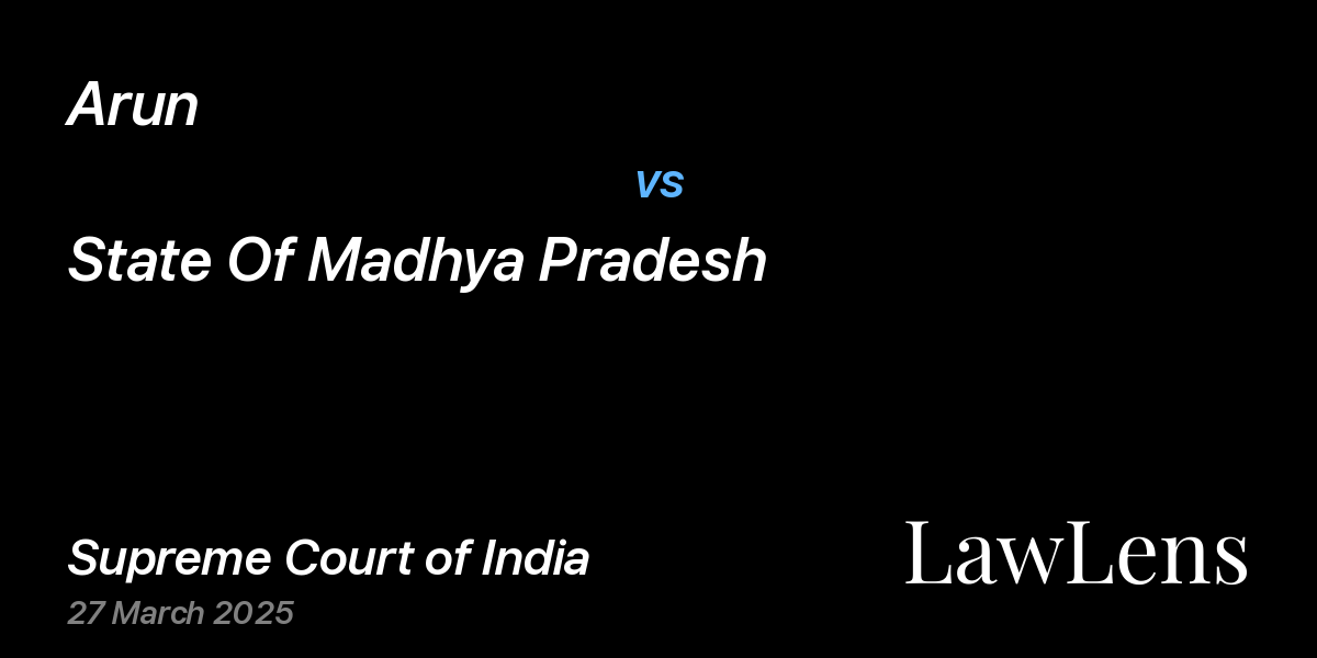 Preview image for Arun vs. State Of Madhya Pradesh